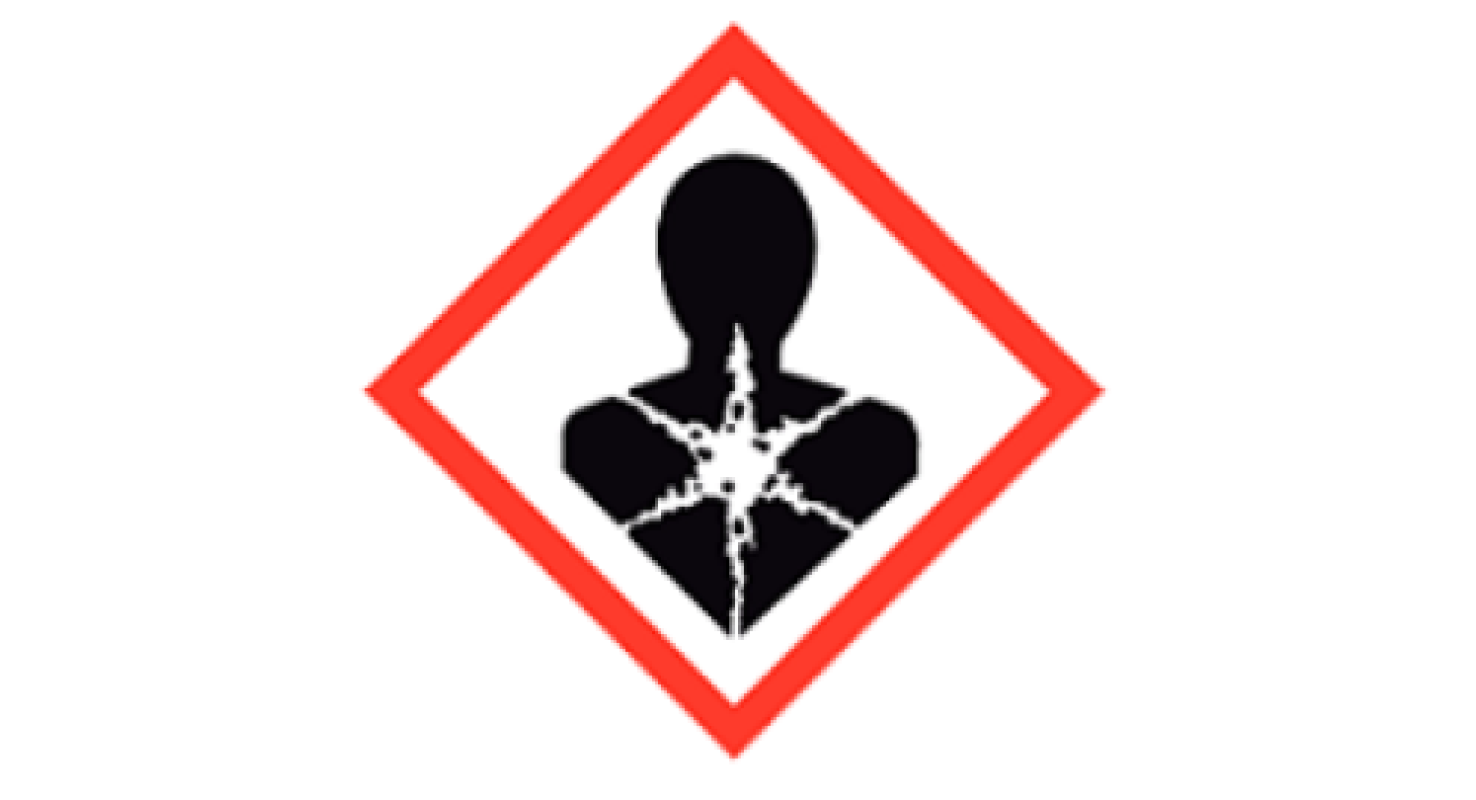 Symbool voor mogelijke kans op blootstelling aan gevaarlijke stoffen.